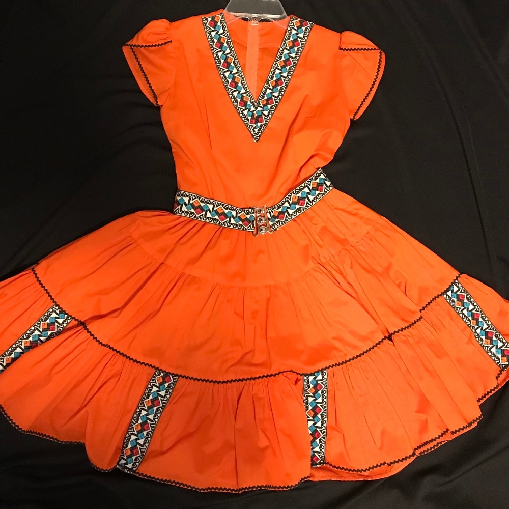 Kate Schorer Original Square Dance Dress (Orange) Small